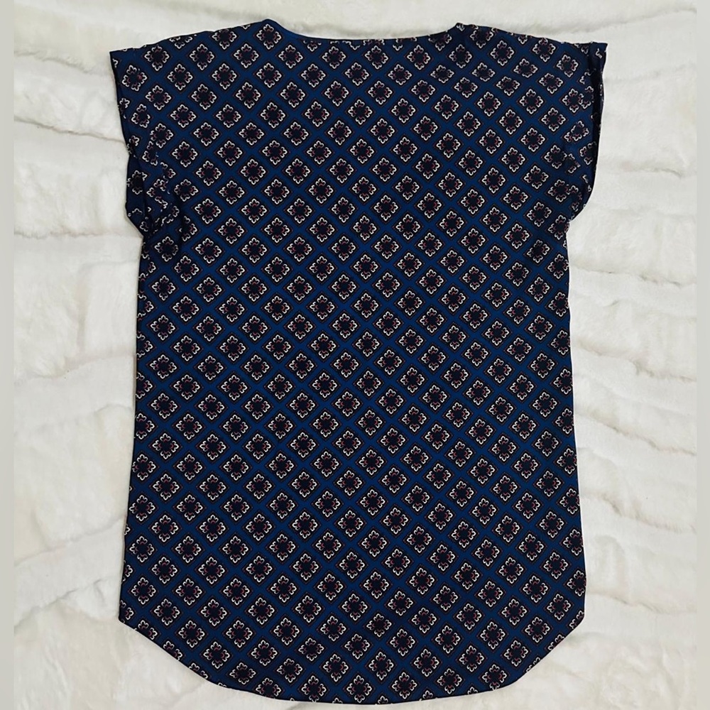Express Navy Blue Patterned Top - image 2